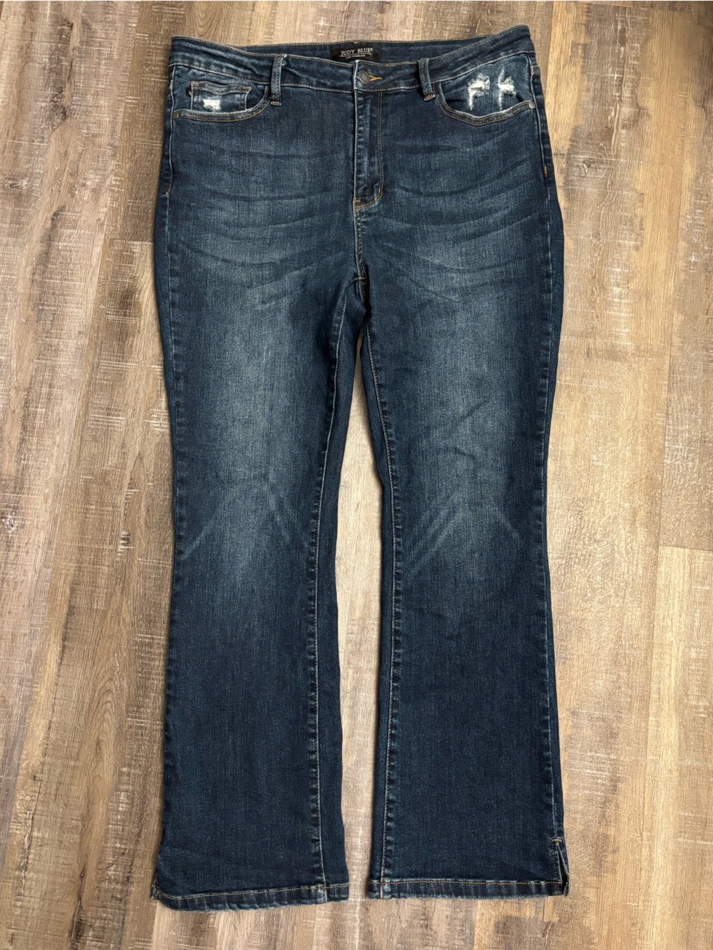 Judy Blue Jeans Womens 15 Slim Bootcut High Rise Dark Wash Slit Hem JB88290-S